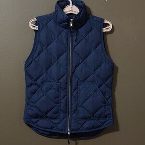 J. Crew Women's Quilted Down Vest Navy Blue SIZE XS